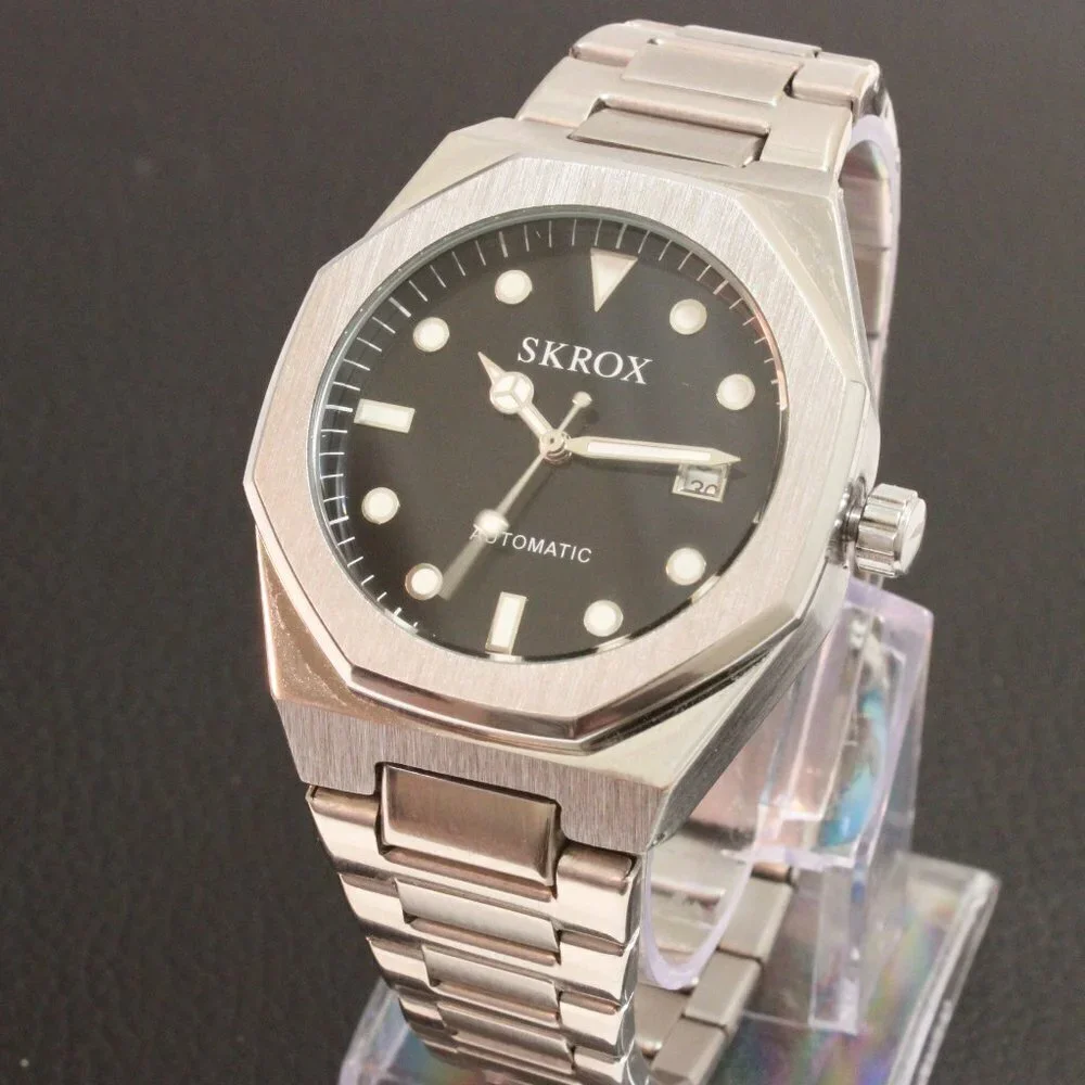 Men's Integrated Bracelet Sports Watch Automatic See Through Case back 41mm
